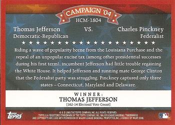 2008 Topps - Historical Campaign Match-Ups #HCM-1804 Thomas Jefferson / Charles Pinckney Back