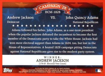 2008 Topps - Historical Campaign Match-Ups #HCM-1828 Andrew Jackson / John Quincy Adams Back