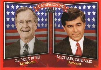 2008 Topps - Historical Campaign Match-Ups #HCM-1988 George Bush / Michael Dukakis Front
