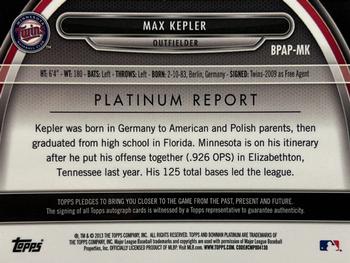 2013 Bowman Platinum - Prospect Autographs Red Refractors #BPAP-MK Max Kepler Back