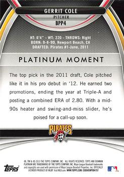 2013 Bowman Platinum - Prospects #BPP4 Gerrit Cole Back