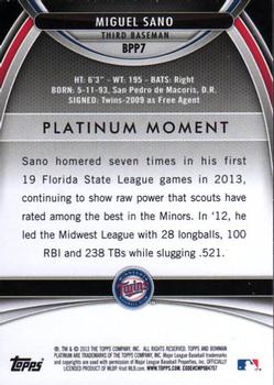 2013 Bowman Platinum - Prospects #BPP7 Miguel Sano Back