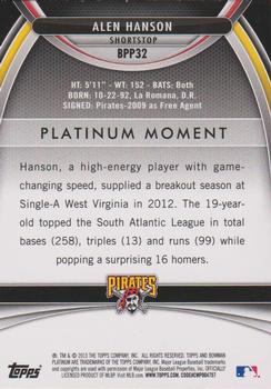 2013 Bowman Platinum - Prospects #BPP32 Alen Hanson Back