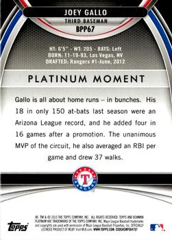 2013 Bowman Platinum - Prospects #BPP67 Joey Gallo Back