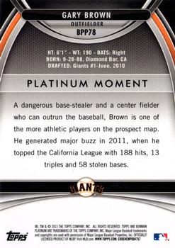 2013 Bowman Platinum - Prospects #BPP78 Gary Brown Back