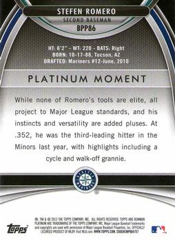 2013 Bowman Platinum - Prospects #BPP86 Stefen Romero Back