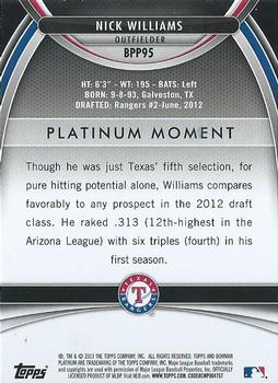2013 Bowman Platinum - Prospects #BPP95 Nick Williams Back