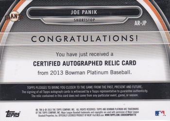 2013 Bowman Platinum - Relic Autographs Atomic Refractors #AR-JP Joe Panik Back