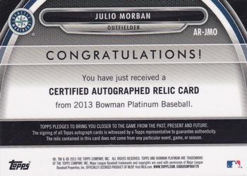 2013 Bowman Platinum - Relic Autographs Atomic Refractors #AR-JMO Julio Morban Back