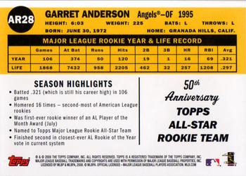 2008 Topps - All-Rookie Team 50th Anniversary #AR28 Garret Anderson Back
