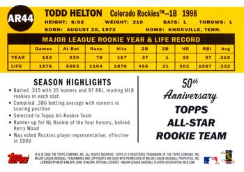 2008 Topps - All-Rookie Team 50th Anniversary #AR44 Todd Helton Back
