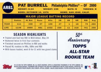 2008 Topps - All-Rookie Team 50th Anniversary #AR81 Pat Burrell Back