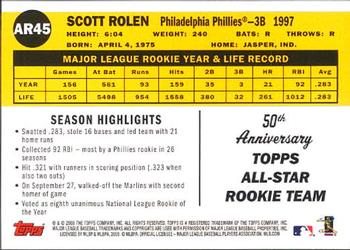 2008 Topps - All-Rookie Team 50th Anniversary #AR45 Scott Rolen Back