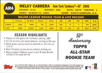 2008 Topps - All-Rookie Team 50th Anniversary #AR4 Melky Cabrera Back
