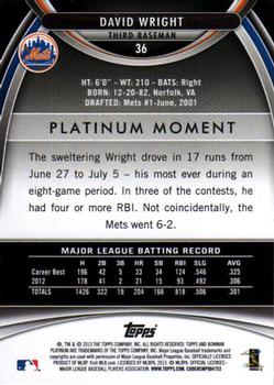 2013 Bowman Platinum - Ruby #36 David Wright Back