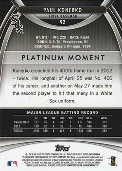 2013 Bowman Platinum - Sapphire #92 Paul Konerko Back