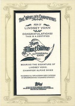 2013 Topps Allen & Ginter - Autographs #AGA-LV Lindsey Vonn Back