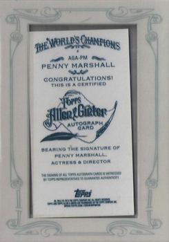 2013 Topps Allen & Ginter - Autographs #AGA-PM Penny Marshall Back