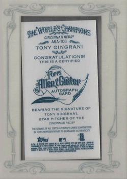 2013 Topps Allen & Ginter - Autographs #AGA-TCG Tony Cingrani Back