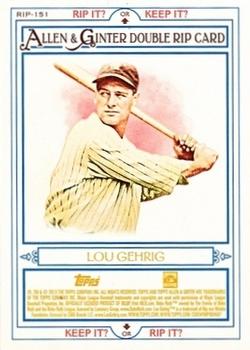 2013 Topps Allen & Ginter - Double Rip Cards #RIP-151 Lou Gehrig / Babe Ruth Back