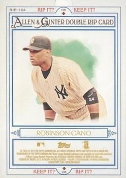 2013 Topps Allen & Ginter - Double Rip Cards #RIP-164 Robinson Cano / Derek Jeter Back