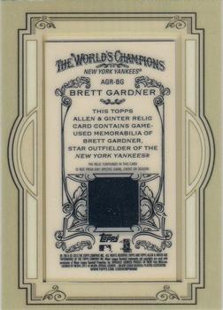 2013 Topps Allen & Ginter - Framed Mini Relics #AGR-BG Brett Gardner Back