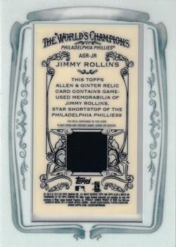 2013 Topps Allen & Ginter - Framed Mini Relics #AGR-JR Jimmy Rollins Back