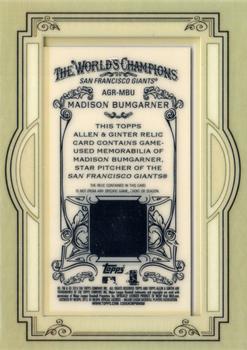 2013 Topps Allen & Ginter - Framed Mini Relics #AGR-MBU Madison Bumgarner Back