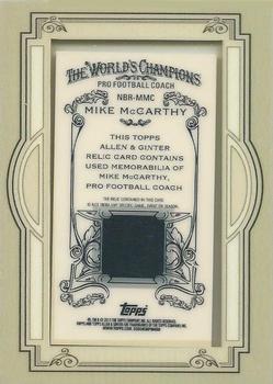 2013 Topps Allen & Ginter - Framed Mini Relics #NBR-MMC Mike McCarthy Back