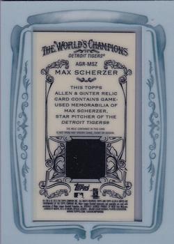 2013 Topps Allen & Ginter - Framed Mini Relics #AGR-MSZ Max Scherzer Back