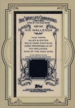 2013 Topps Allen & Ginter - Framed Mini Relics #NBR-NWA Nik Wallenda Back