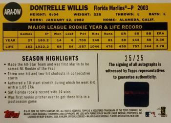 2008 Topps - All-Rookie Team 50th Anniversary Autographs #ARA-DW Dontrelle Willis Back