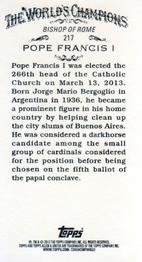 2013 Topps Allen & Ginter - Mini #217 Pope Francis I Back
