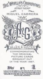 2013 Topps Allen & Ginter - Mini A & G Back #1 Miguel Cabrera Back