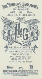 2013 Topps Allen & Ginter - Mini A & G Back #230 Derek Holland Back