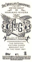 2013 Topps Allen & Ginter - Mini A & G Back #248 Mariano Rivera Back