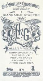 2013 Topps Allen & Ginter - Mini A & G Back #9 Giancarlo Stanton Back