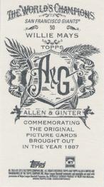 2013 Topps Allen & Ginter - Mini A & G Back #50 Willie Mays Back