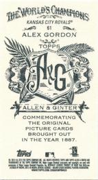 2013 Topps Allen & Ginter - Mini A & G Back #61 Alex Gordon Back