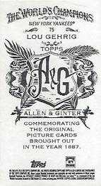2013 Topps Allen & Ginter - Mini A & G Back #75 Lou Gehrig Back