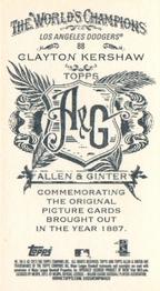 2013 Topps Allen & Ginter - Mini A & G Back #88 Clayton Kershaw Back