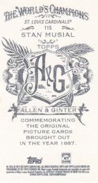2013 Topps Allen & Ginter - Mini A & G Back #115 Stan Musial Back