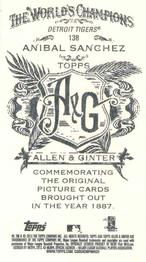 2013 Topps Allen & Ginter - Mini A & G Back #138 Anibal Sanchez Back
