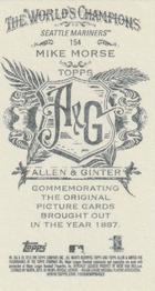 2013 Topps Allen & Ginter - Mini A & G Back #154 Mike Morse Back