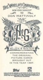 2013 Topps Allen & Ginter - Mini A & G Back #163 Don Mattingly Back