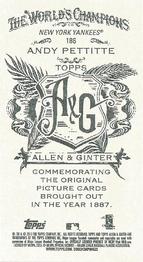 2013 Topps Allen & Ginter - Mini A & G Back #186 Andy Pettitte Back