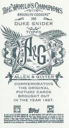2013 Topps Allen & Ginter - Mini A & G Back #260 Duke Snider Back