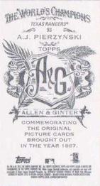 2013 Topps Allen & Ginter - Mini A & G Back #93 A.J. Pierzynski Back