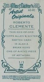 2013 Topps Allen & Ginter - Mini Artist Originals #RC Roberto Clemente Back