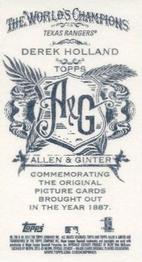 2013 Topps Allen & Ginter - Mini No Card Number #NNO Derek Holland Back